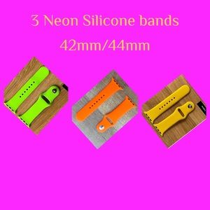 NWT 3 Neon Silicone Sports Bands for 42/44mm M/L Apple Series